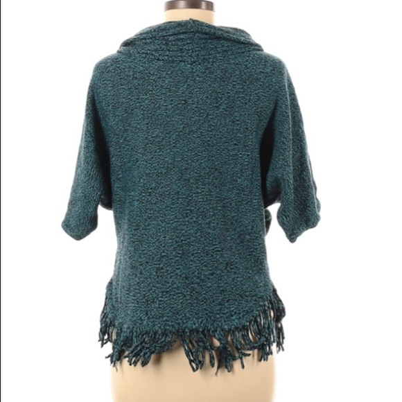 NY Collection Cowl neck fringe hem women’s Pullover sweater Small teal green - Picture 2 of 5